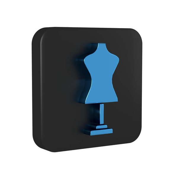 Μπλε εικόνα Mannequin απομονώνονται σε διαφανές φόντο. Κουκλίτσα. Μαύρο τετράγωνο κουμπί.. - Φωτογραφία, εικόνα