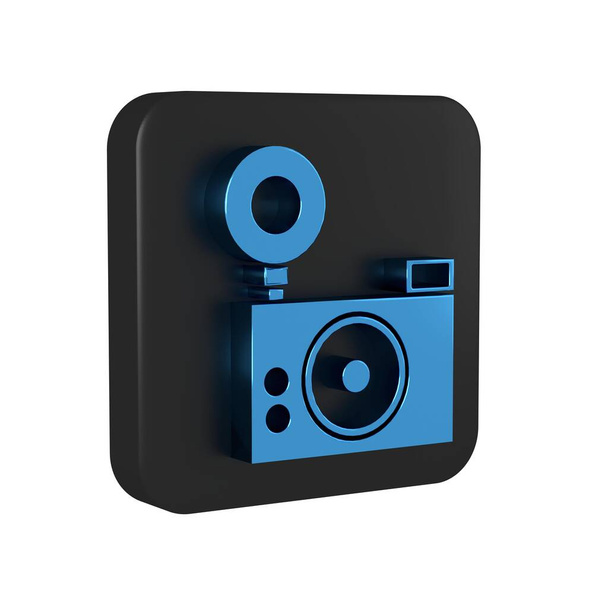 Blue Photo camera icoon geïsoleerd op transparante achtergrond. Foto camera icoon. Zwarte vierkante knop.. - Foto, afbeelding