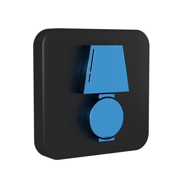 Niebieska ikona lampy stołowej izolowana na przezroczystym tle. Czarny przycisk kwadratowy.. - Zdjęcie, obraz