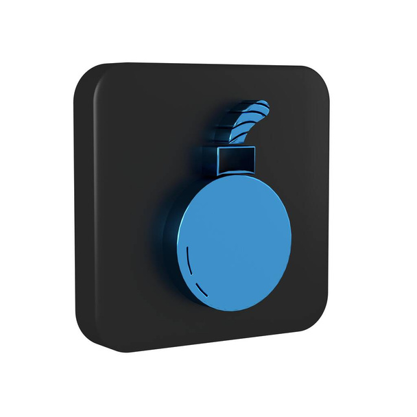 Bomba azul pronto para explodir ícone isolado em fundo transparente. Botão quadrado preto.. - Foto, Imagem