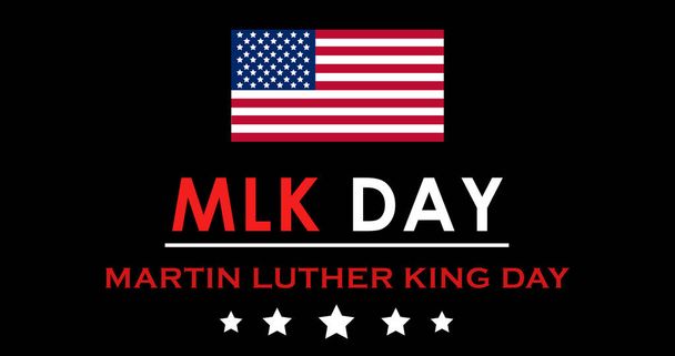 Martin Luther King Jr. Päivän juliste juliste Yhdysvaltain lippu. MLK DAY Kansalaisoikeusliikkeen johtaja, Minulla on unelma puheen tausta graafinen. Päivä palvelun yksinkertainen tyylikäs isänmaallinen BG. - Valokuva, kuva