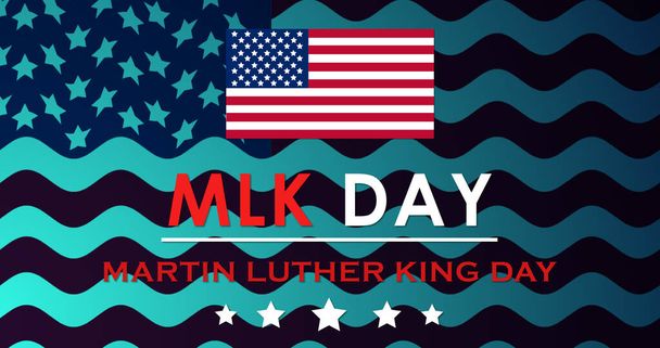 Martin Luther King Jr Day, Dzień MLK świętuje prawa obywatelskie w amerykańskim sztandarze. Dzień Służby Koncepcja Jedności i Równości Grafika z flagą narodową USA Patriotyczna Afrykańska Wolność Imprezy BG - Zdjęcie, obraz