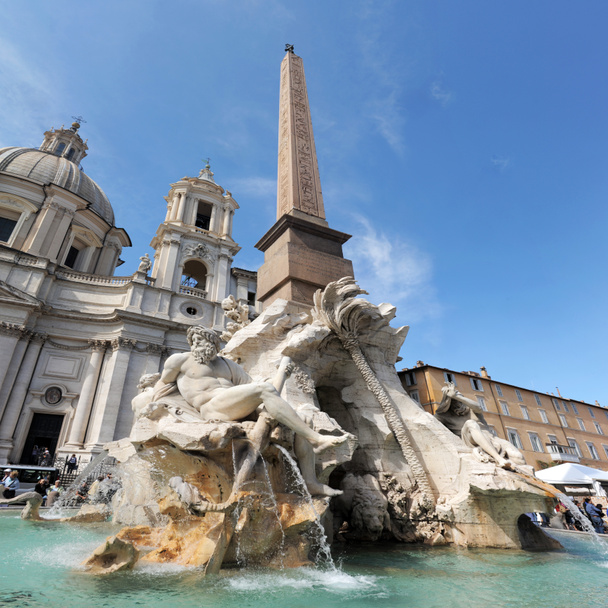 dört nehirleri piazza navona, Roma Çeşmesi - Fotoğraf, Görsel