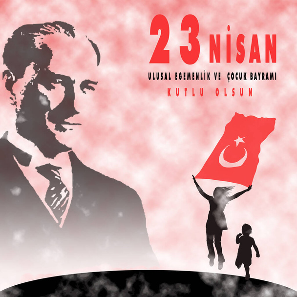  23 Nisan Ulusal Egemenlik ve Cocuk Bayrami, käännetty: 23. huhtikuuta Kansallinen itsenäisyys ja lasten päivä. - Vektori, kuva