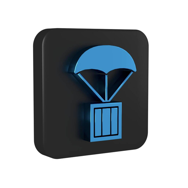 Ícone de caixa de ar azul isolado em fundo transparente. Botão quadrado preto. . - Foto, Imagem