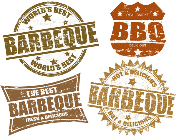 Barbeque stamps - Vector, Image