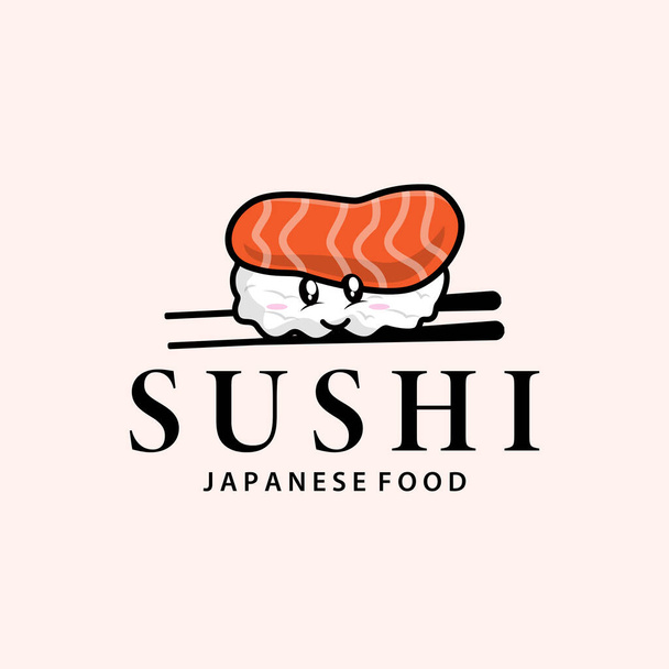Sushi-Logo einfaches Design Sushi japanische Lebensmittel-Ikone Vorlage Produkt japanische Küche - Vektor, Bild