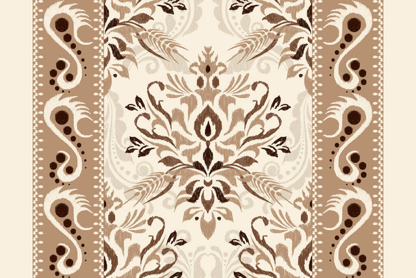 Ikat floral paisley embroidery on white background.Ikat ethnic oriental pattern traditional.Aztec style abstract vector illustration.design for texture,fabric,clothing,wrapping,decoration,scarf,carpet - Vector, Image