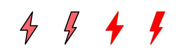 Icono del rayo establecer ilustración. signo eléctrico y símbolo. icono de poder. señal de energía - Vector, Imagen