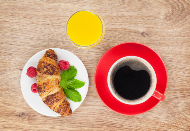 koffie, jus d'orange, croissant - Foto, afbeelding