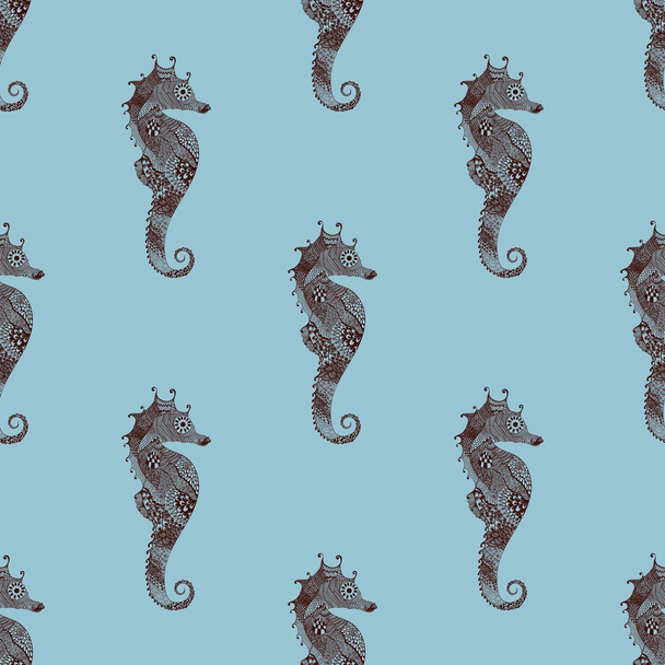 Seepferdchen nahtloses Muster - Vektor, Bild