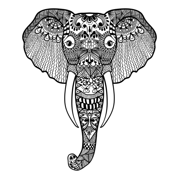 Zentangle stylized Elephant - Vector, Image