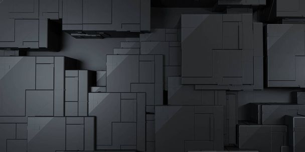 skupina černých krabic abstraktní minimalistický výtvarný design - Fotografie, Obrázek
