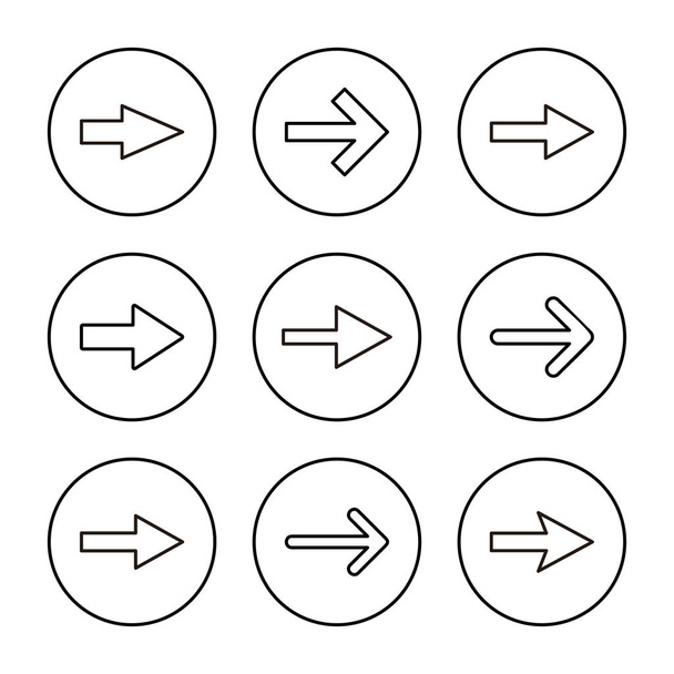 矢印アイコンベクトル。ウェブデザインのための矢印記号とシンボル. - ベクター画像