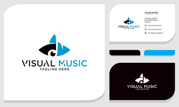 Тонкая музыка с иконой глазного дна и бесплатной визитной карточкой - Вектор,изображение