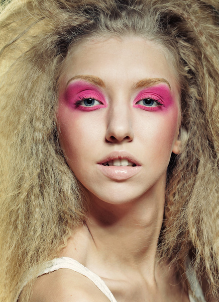 blond with pink make up - Фото, зображення