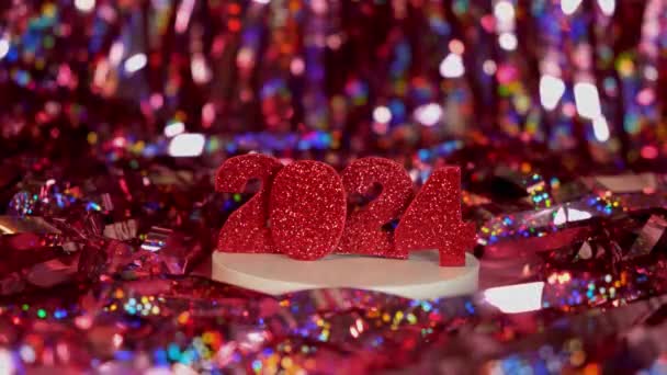 Свято фону з номерами Новий рік 2024 з боке. Високоякісні 4k кадри - Кадри, відео