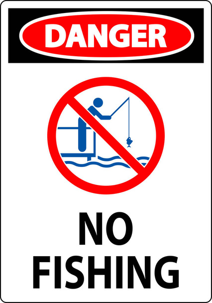 Опасность знака безопасности воды, рыбалка запрещена - Вектор,изображение