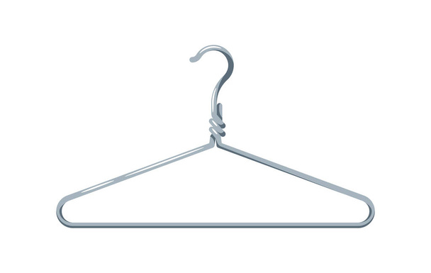 Isolated Metal Hanger, Slank, Metallic Garment Ondersteuning met een gehaakte top, Typisch gemaakt van draad. Vaak gebruikt voor het ophangen en organiseren van kleding in kasten. Cartoon Vector Illustratie - Vector, afbeelding