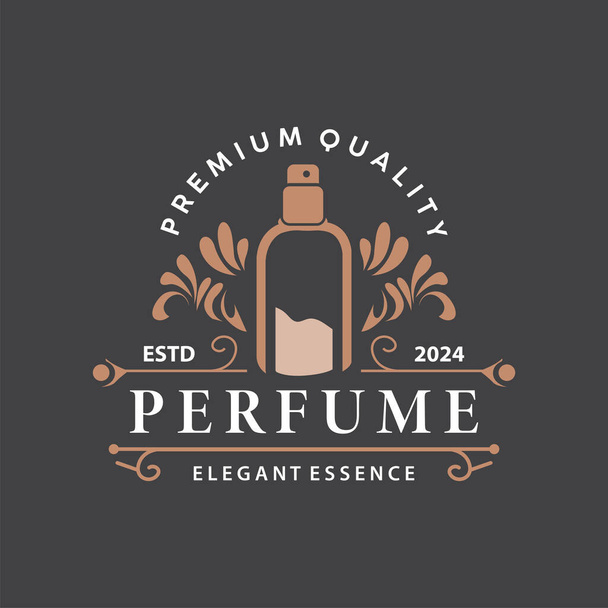 Απλό μινιμαλιστικό άρωμα λογότυπο ομορφιά προϊόν πρότυπο μάρκα άρωμα μπουκάλι σχεδιασμό - Διάνυσμα, εικόνα