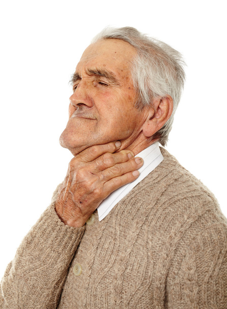 Old man with sore throat - Foto, afbeelding