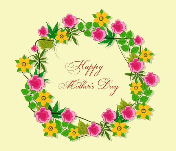 Happy Mothers Day celebration with flower - Vector, imagen