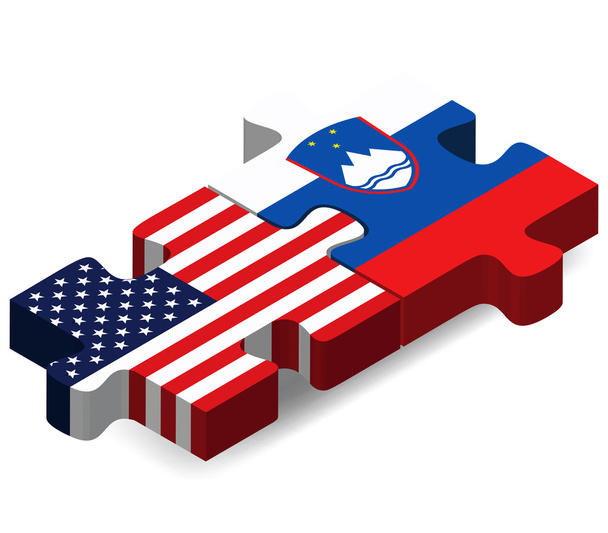 Banderas de Estados Unidos y Eslovenia en rompecabezas
 - Vector, imagen