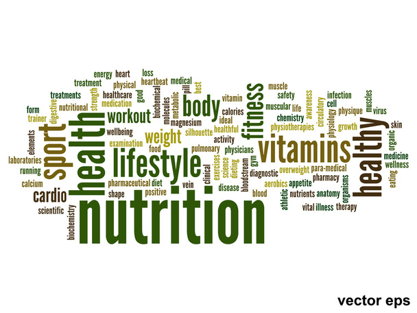 nutrición salud palabra nube
 - Vector, Imagen