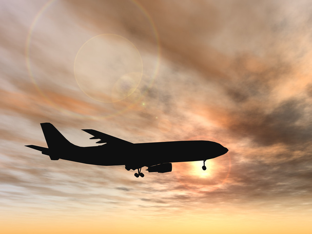 siluetu letadla létající - Fotografie, Obrázek
