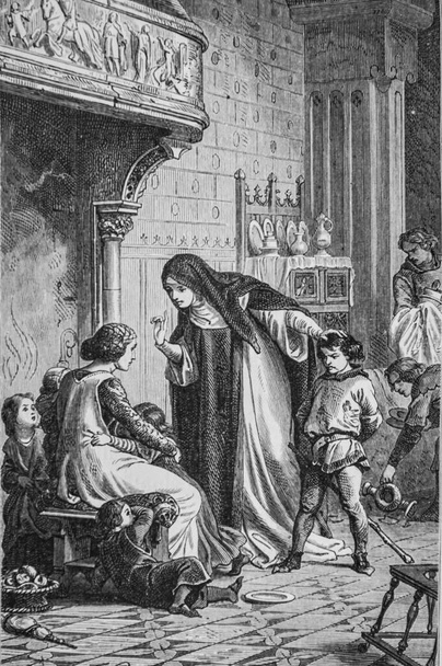 Du guesclin child, babasının evindeki sofrayı ve tabakları alt üst etti. Editör Alfred 1881. - Fotoğraf, Görsel