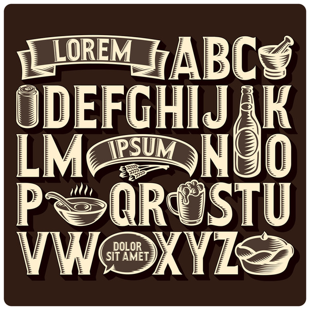 Set of vintage font - Vector, Image
