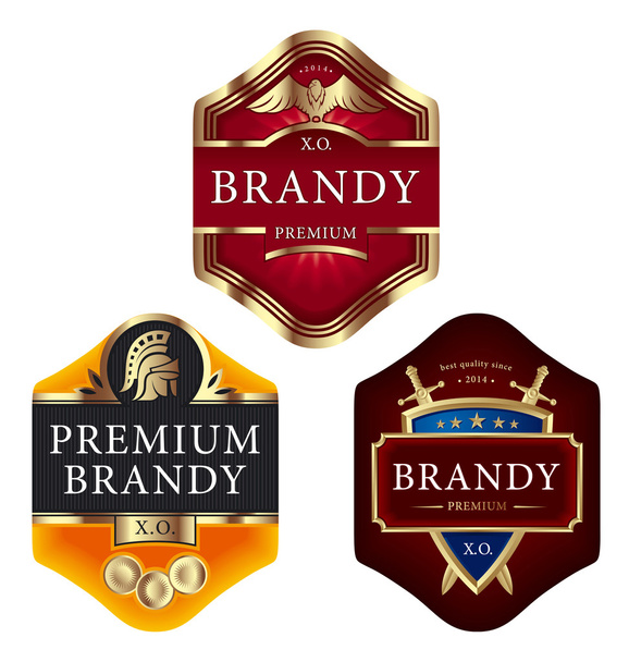 Premium-Brandy-Etiketten - Vektor, Bild
