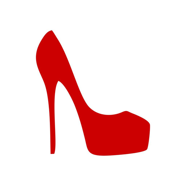 Женские красные высокие каблуки значок обуви черный изолированный на белом фоне. Векторная иллюстрация. - Вектор,изображение