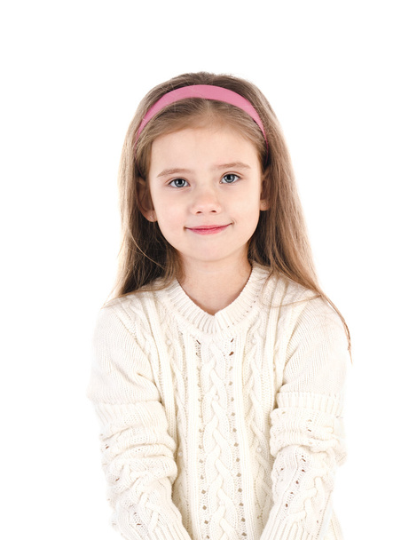 Portrait of cute smiling little girl isolated - Foto, Imagem
