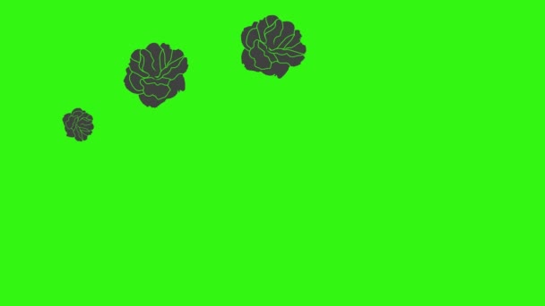 Μαύρα τριαντάφυλλα γραφικά animation σε πράσινο στοιχείο βίντεο οθόνη - Πλάνα, βίντεο