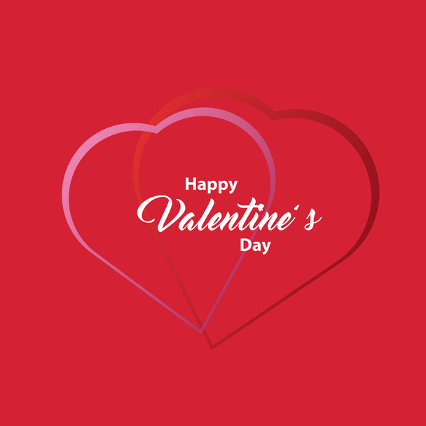 赤いハートで幸せなバレンタインデーのグリーティング カード - ベクター画像