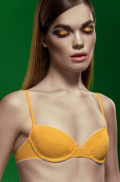 Woman in yellow lingerie - Valokuva, kuva