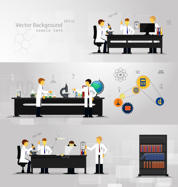 scientists in laboratories conducting research - Vector, Image