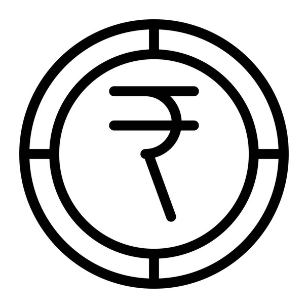 Ikone der indischen Rupie. Umriss Indische Rupie Münzvektorsymbol für Webdesign isoliert auf weißem Hintergrund - Vektor, Bild