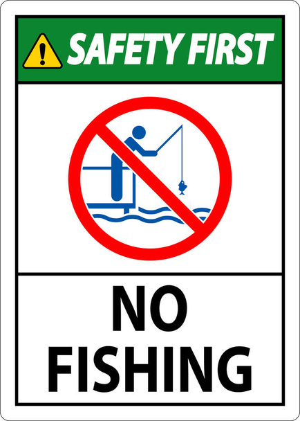Veiligheid op het water Sign Veiligheid eerst, geen visserij - Vector, afbeelding
