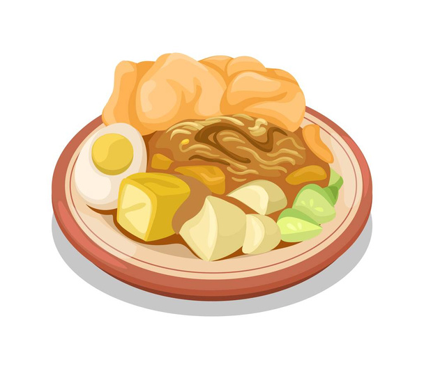 Illustration vectorielle de dessin animé traditionnel indonésien Ketoprak Street Food - Vecteur, image