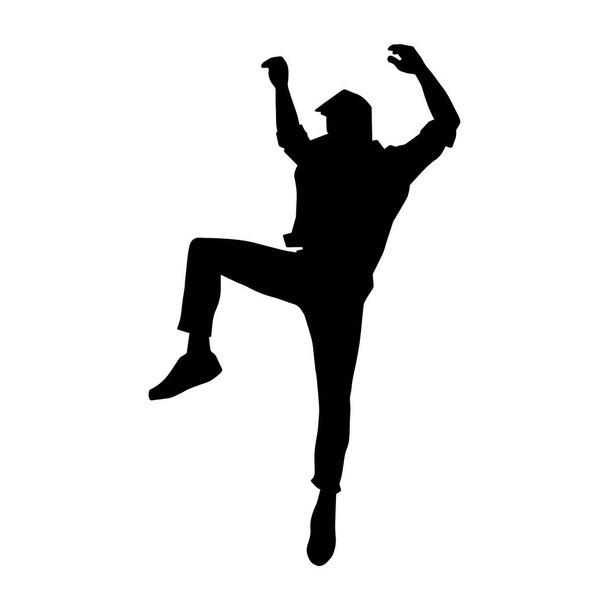 Silhouette of a male dancer in action pose. Silhouette of a slim man in dancing pose. - Vector, Image