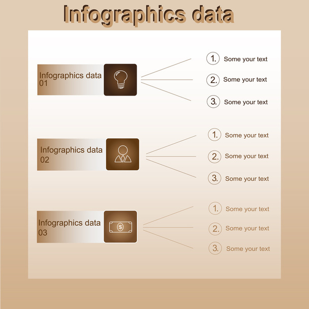 Datos de infografía marrón con iconos de negocios y bordes marrones
 - Vector, imagen