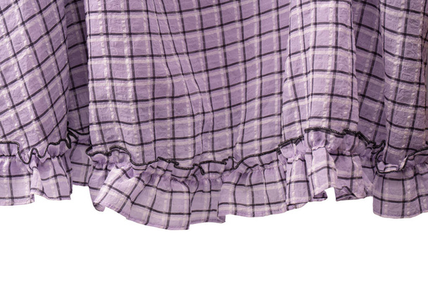 Violet dress frills isolated on a white background. Checkered dress.  - Photo, Image