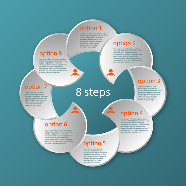 Vektorové kruhové ose infographic šablona 8 kroků - Vektor, obrázek