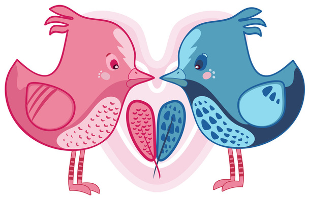 Two birds in love - Vector, afbeelding