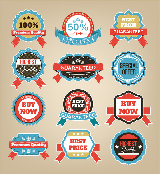 Vector vintage badges, stickers, ribbons, banners and labels. - Vector, Image