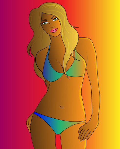 Frau im Bikini - Vektor, Bild