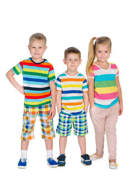 Τρία παιδιά ξανθιά μόδας - Φωτογραφία, εικόνα