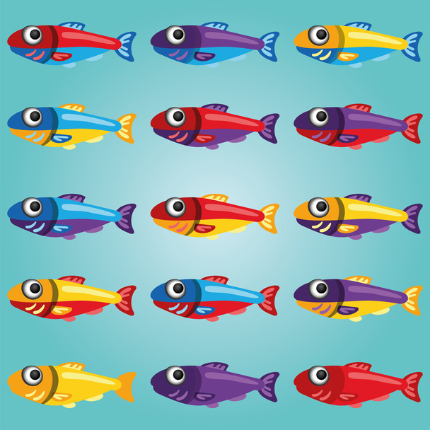Set of Bright Fishes - Vector, Image